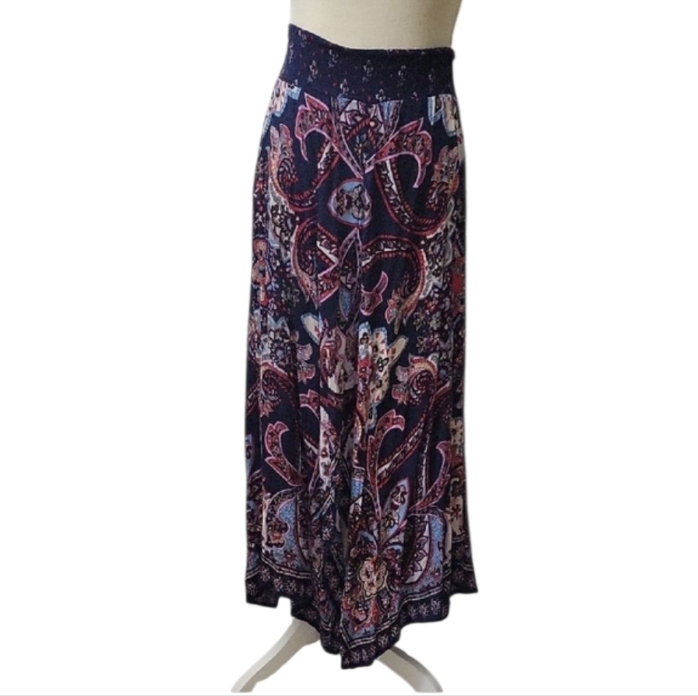 Bila Navy and Pink Paisley Maxi Skirt